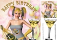 Birthday girl with cocktails (gold) 8x8