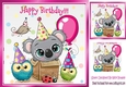 cute koala bear with owls partying 8x8