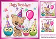 cute teddy with owls partying 8x8