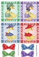 four cute folklore ducks in bonnets with bows toppers