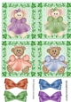4 cute teddy and bunnies with bows folklore toppers