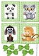 four cute animals with green bows toppers