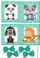 four cute animals with turq bows toppers