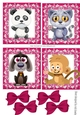 four cute animals with cerise bows toppers
