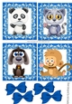 four cute animals with blue bows toppers