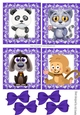 four cute animals with purple bows toppers