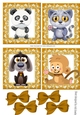 four cute animals with gold bows toppers