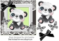 Cute Panda with butterflies and bow 7x7 (one)