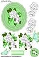 Pretty green lace doillie with white flowers cut out