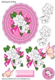 Pretty pink lace doillie with white flowers cut out