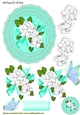 Pretty turq lace doillie with white flowers cut out