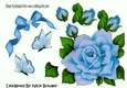 Big blue rose with diamond bow. butterflies cut outs