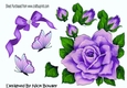 Big lilac rose with diamond bow. butterflies cut outs