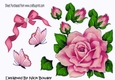 Big pink rose with diamond bow. butterflies cut outs