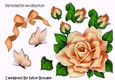 Big peach rose with diamond bow. butterflies cut outs