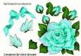Big turq rose with diamond bow. butterflies cut outs