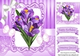 Pretty purple iris with butterflies and diamante bow 8x8