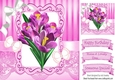 Pretty pink iris with butterflies and diamante bow 8x8