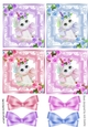 4 Pretty coloured unicorn toppers with roses and bows (one)