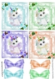 4 Pretty coloured unicorn toppers with roses and bows (two)