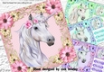 4 Gorgeous white unicorns with flowers card fronts 8x8 mini kit