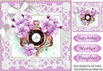 Pretty lilac floral clock with white bow 8x8