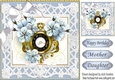 Pretty blue floral clock with white bow 8x8