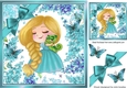 sweet little girl cuddling in turq floral frame 8x8