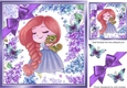 sweet little girl cuddling in purple floral frame 8x8