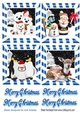 4 cute christmas animal toppers in blue snow scene