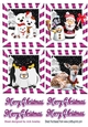 4 cute christmas animal toppers in pink snow scene