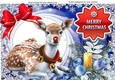 Pretty Deer in snow frame with baubles A4
