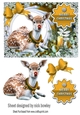 Pretty Deer in snow frame with baubles A5 (gold)