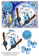 Lovely jolly snowman with baubles and blue bows A5