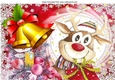 Cute reindeer with gold/red bells A4