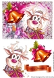 Cute reindeer with gold/pink bells A5