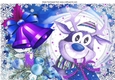 Cute reindeer with  bells A4 (blue)