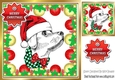 Lovely Dog in santa hat in bauble frame 8x8 (one)