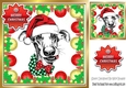 Lovely Dog in santa hat in bauble frame 8x8 (three)