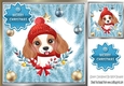 Cute dog in blue festive frame with baubles 8x8 (three)