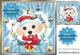 Cute dog in blue festive frame with baubles 8x8 (four)