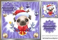 Cute pug in lilac festive frame with baubles 8x8 (one)
