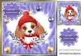 Cute dog in lilac festive frame with baubles 8x8 (four)