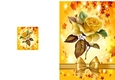 Lovely yellow rose in Autumn shade A5 with bow