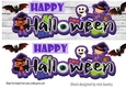 Halloween with bats and word large DL