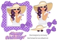 Lovely lady in a pink polkadot blowing kisses 7x7 (lilac)