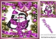 Cute penguins in lilac festive 8x8 frame with baubles