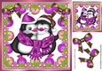 lovely penguins in bauble festive purple frame 8x8