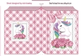Pretty unicorn with bow on lace pink gingham folded book