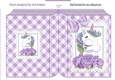 Pretty unicorn with bow on lace purple gingham folded book